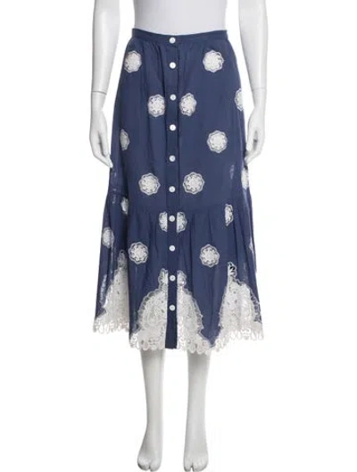 Pre-owned Miguelina Patterned Long Skirt In Blue