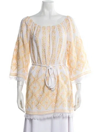 Pre-owned Miguelina Patterned Off-the-shoulder Tunic In Multicolor