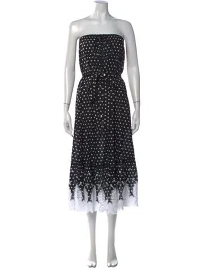 Pre-owned Miguelina Polka Dot Print Long Dress In Black