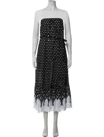 Pre-owned Miguelina Polka Dot Print Long Dress In Black