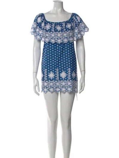 Pre-owned Miguelina Polka Dot Print Mini Dress In Blue