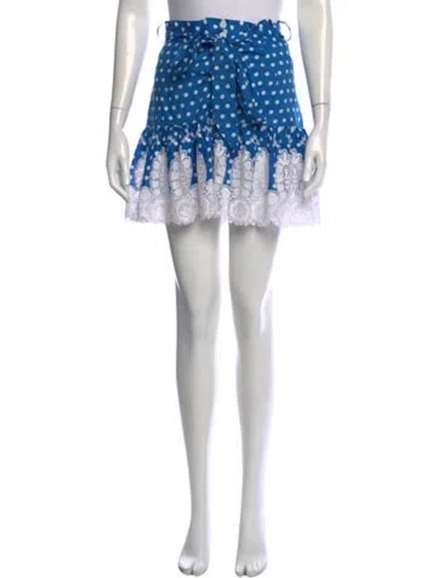 Pre-owned Miguelina Polka Dot Print Mini Skirt In Blue