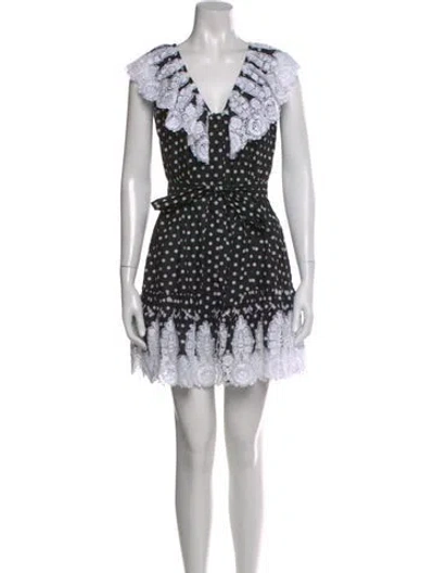 Pre-owned Miguelina Printed Mini Dress In Black