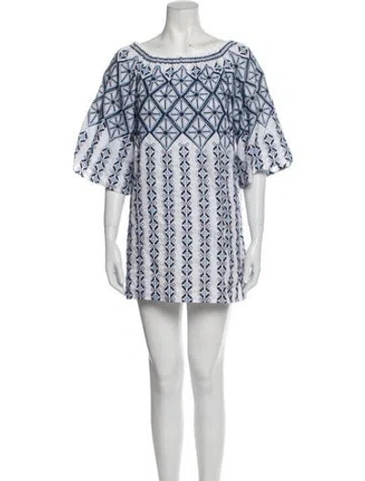 Pre-owned Miguelina Printed Mini Dress In Blue
