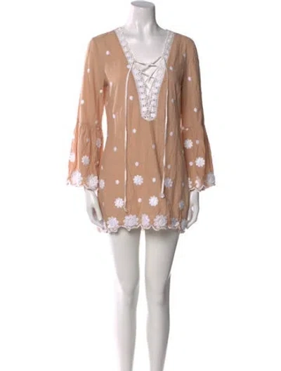 Pre-owned Miguelina Printed Mini Dress In Neutral