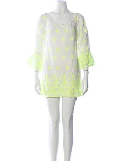 Pre-owned Miguelina Printed Mini Dress In White