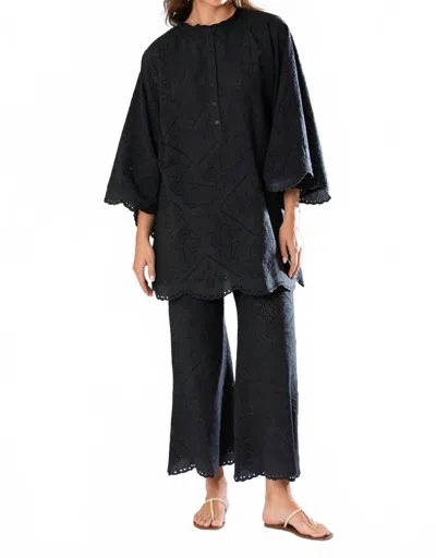 Miguelina Rowena Eyelet Top In Black