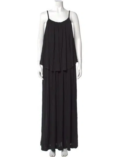 Pre-owned Miguelina Scoop Neck Long Dress In Black