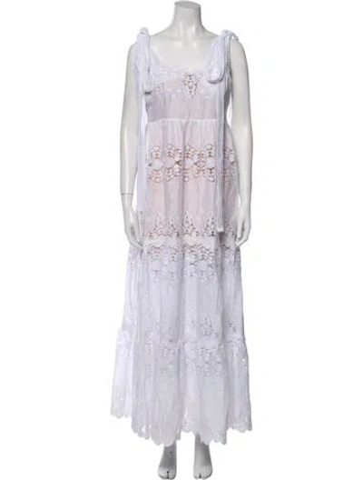 Pre-owned Miguelina Scoop Neck Long Dress In White