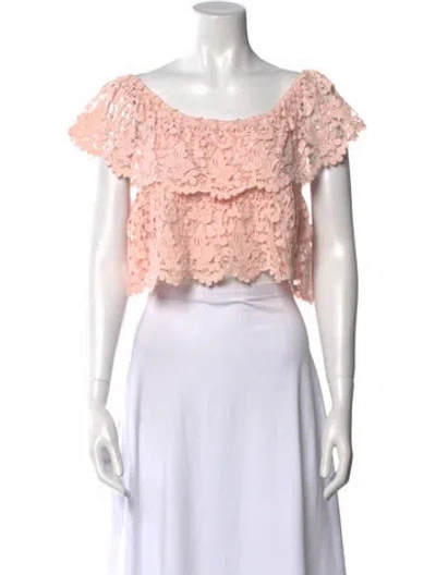 Pre-owned Miguelina Scoop Neck Short Sleeve Crop Top In Pink
