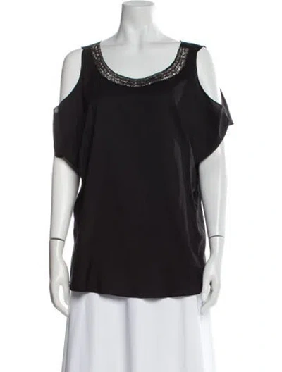 Pre-owned Miguelina Scoop Neck Short Sleeve T-shirt In Black