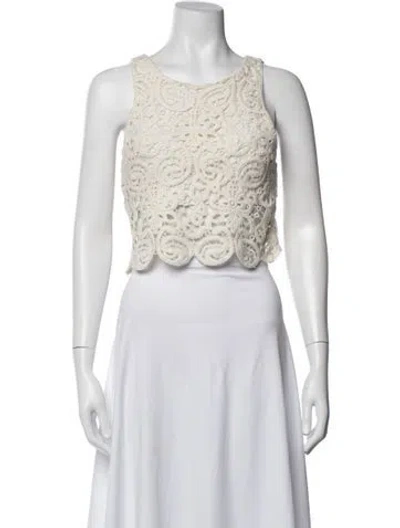 Pre-owned Miguelina Scoop Neck Sleeveless Top In Blue/white