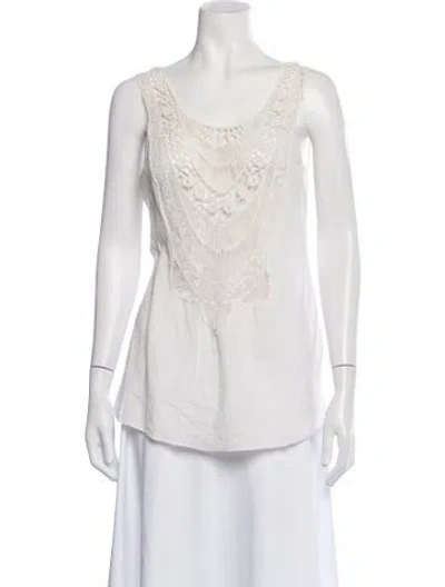 Pre-owned Miguelina Scoop Neck Sleeveless Top In White