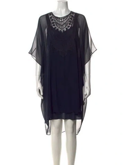 Pre-owned Miguelina Silk Knee-length Dress In Blue