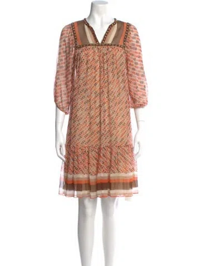 Pre-owned Miguelina Silk Knee-length Dress In Multi