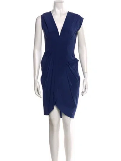 Pre-owned Miguelina Silk Knee-length Dress W/ Tags In Blue
