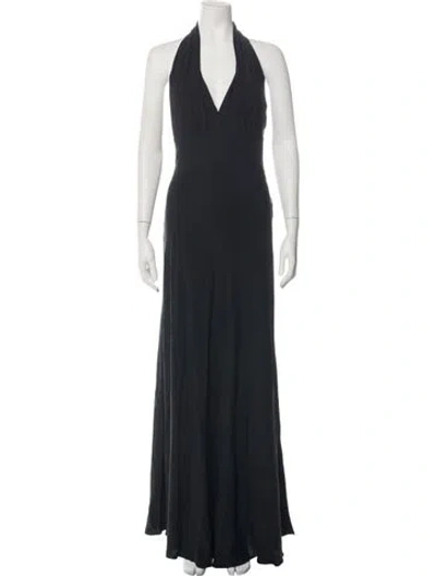 Pre-owned Miguelina Silk Long Dress In Black