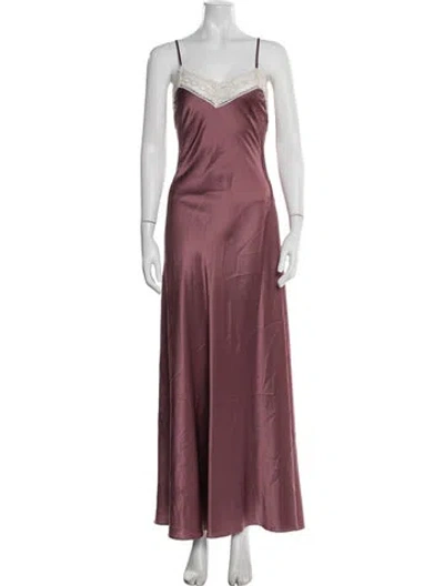 Pre-owned Miguelina Silk Long Dress In Pink