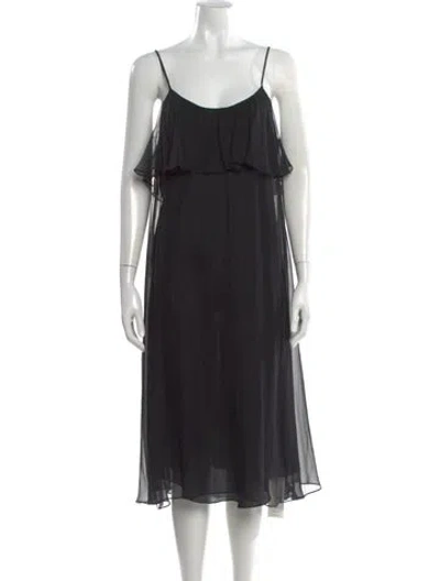 Pre-owned Miguelina Silk Midi Length Dress In Black