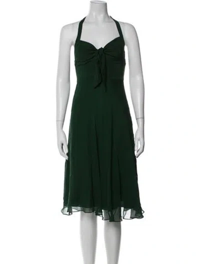 Pre-owned Miguelina Silk Midi Length Dress In Green