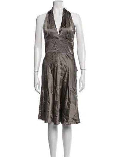 Pre-owned Miguelina Silk Midi Length Dress In Grey