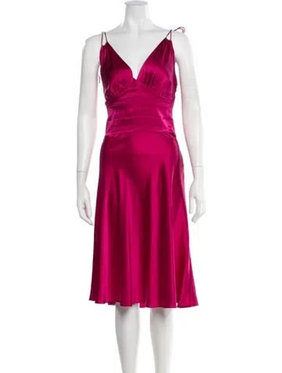 Pre-owned Miguelina Silk Midi Length Dress In Pink