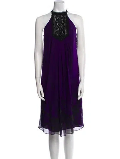 Pre-owned Miguelina Silk Midi Length Dress In Purple