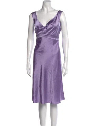 Pre-owned Miguelina Silk Midi Length Dress In Purple