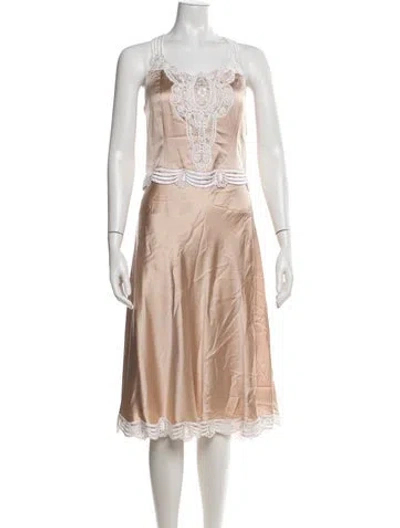 Pre-owned Miguelina Silk Midi Length Dress In Purple