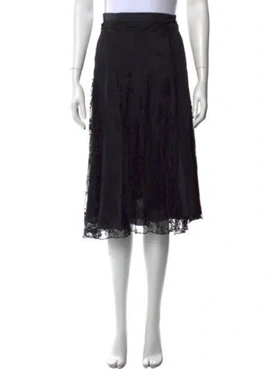 Pre-owned Miguelina Silk Midi Length Skirt In Black