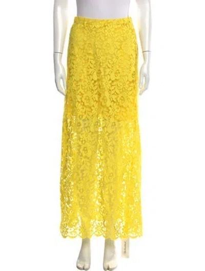 Pre-owned Miguelina Silk Midi Length Skirt W/ Tags In Yellow