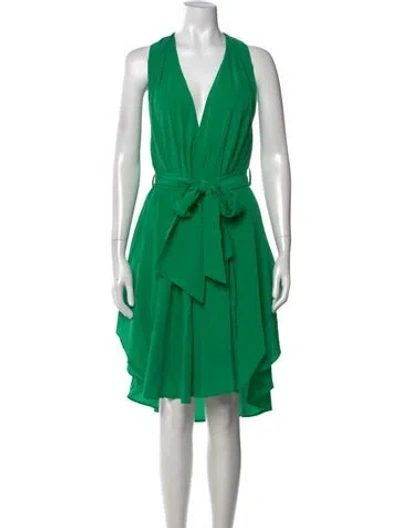 Pre-owned Miguelina Silk Mini Dress In Green