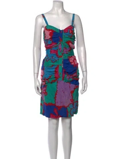 Pre-owned Miguelina Silk Mini Dress In Multicolor