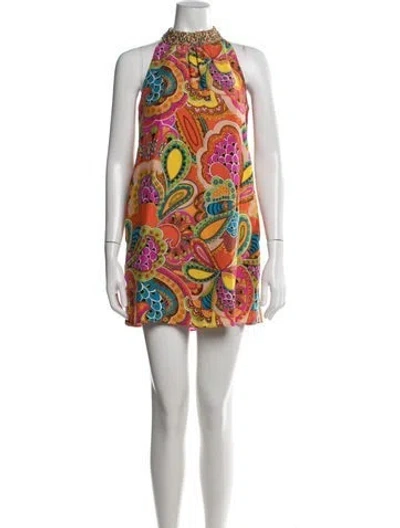 Pre-owned Miguelina Silk Mini Dress In Orange