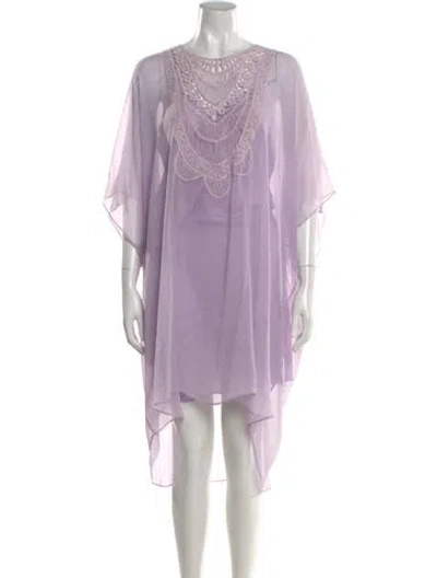 Pre-owned Miguelina Silk Mini Dress In Purple