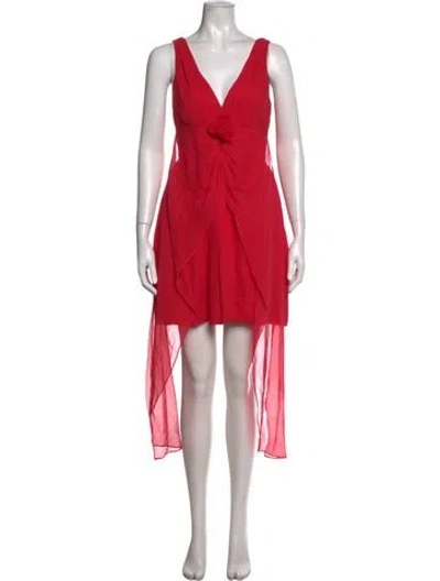 Pre-owned Miguelina Silk Mini Dress In Red