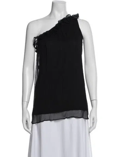 Pre-owned Miguelina Silk One-shoulder Top In Black