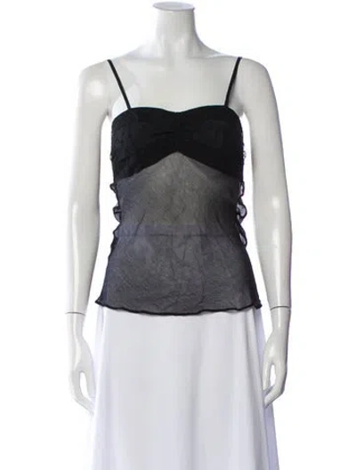 Pre-owned Miguelina Silk Scoop Neck Top In Black