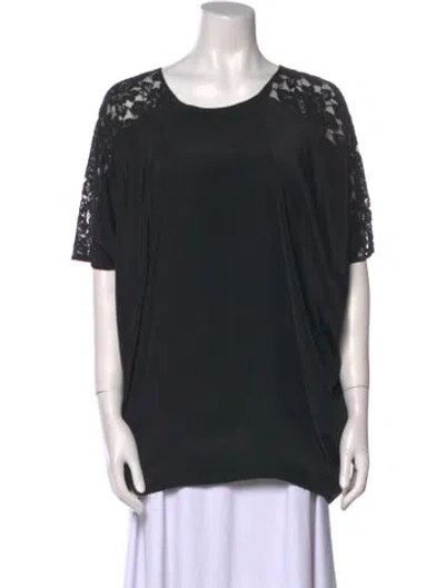 Pre-owned Miguelina Silk Scoop Neck T-shirt In Black