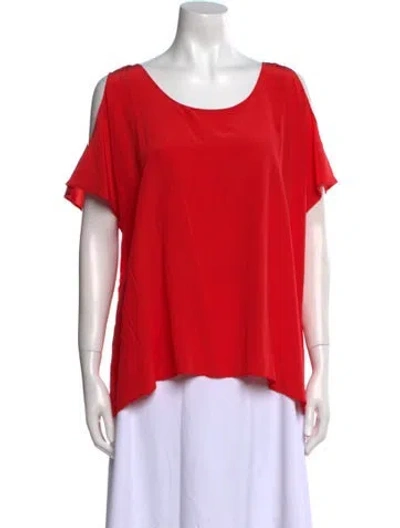Pre-owned Miguelina Silk Scoop Neck T-shirt In Red