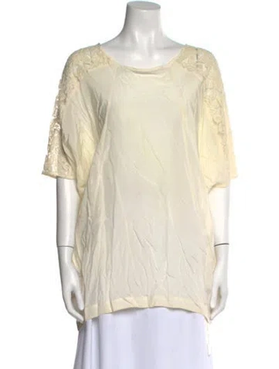 Pre-owned Miguelina Silk Scoop Neck Tunic In Neutral