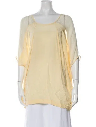 Pre-owned Miguelina Silk Square Neckline Tunic In Neutral
