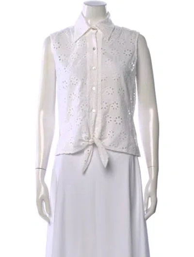 Pre-owned Miguelina Sleeveless Button-up Top In White