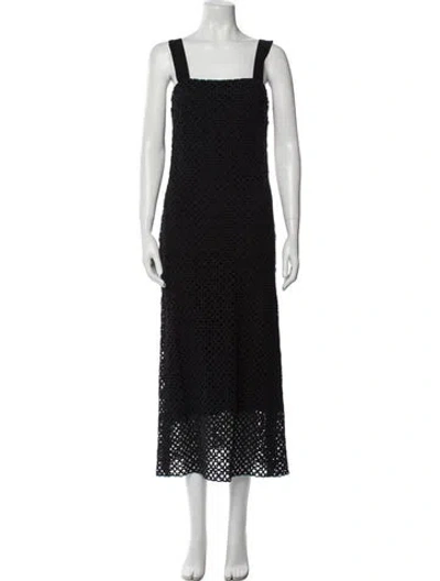 Pre-owned Miguelina Square Neckline Long Dress In Black