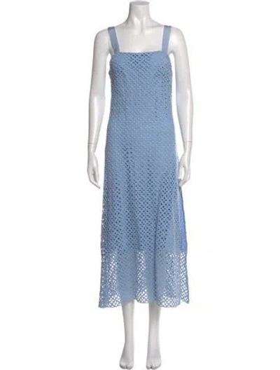 Pre-owned Miguelina Square Neckline Long Dress In Blue