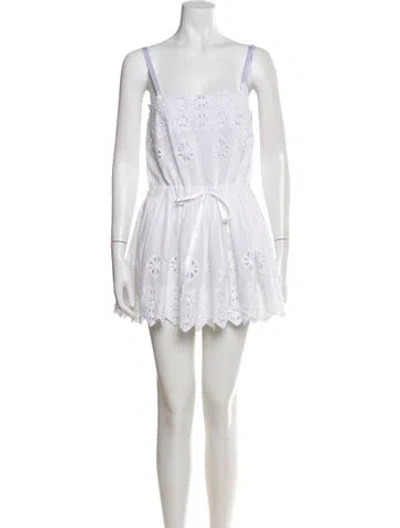 Pre-owned Miguelina Square Neckline Mini Dress In White