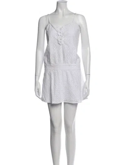 Pre-owned Miguelina Square Neckline Mini Dress In White