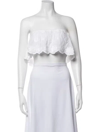Pre-owned Miguelina Strapless Crop Top In White