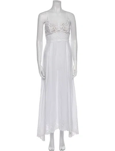 Pre-owned Miguelina Strapless Long Dress In White