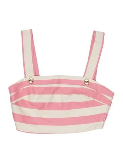 Pre-owned Miguelina Striped Square Neckline Top In Pink